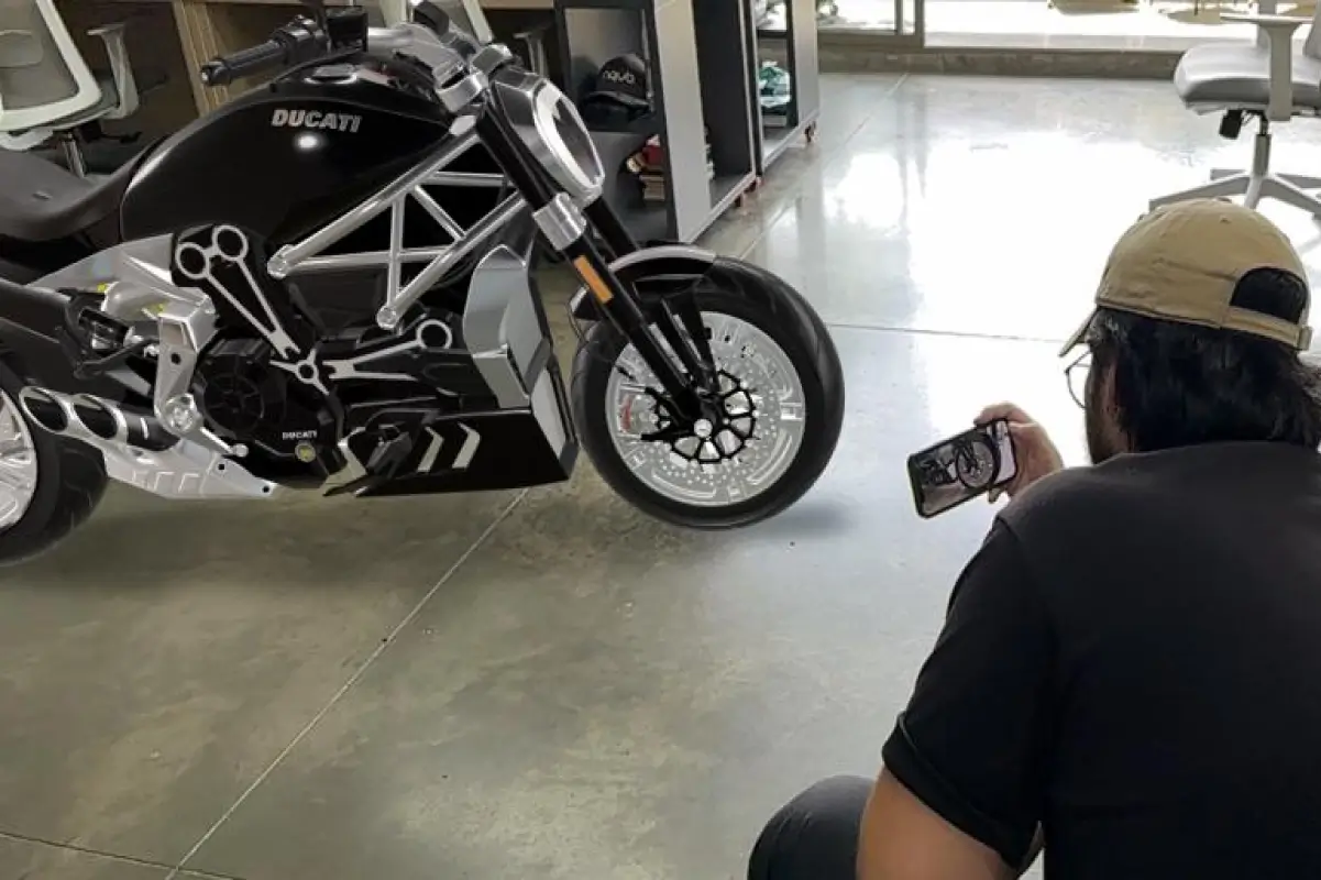 an AR view of a motorcycle at Studio1642